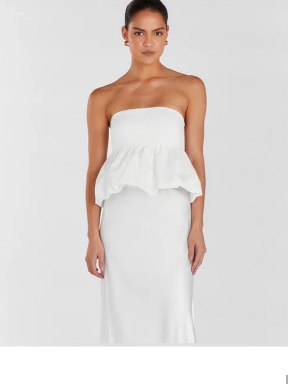 Strapless White Peplum Top